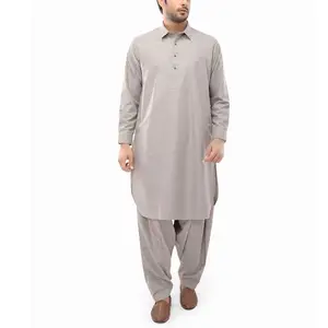 2022 Top Quality Men's Soft Party Wear Solid Color Kurta Shalwar Fashion Salwar Kameez Made In Pakistan