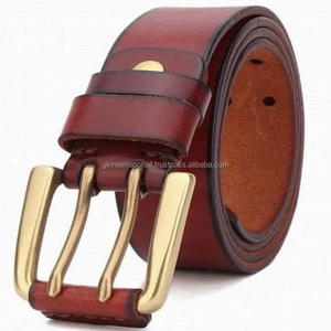 Cinturón informal de cuero de vaca de capa superior para hombre, color fino pintado a mano con hebilla de latón de doble punta resistente - Product Image 4