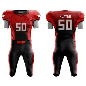Uniforme de futebol americano 100% poliéster, uniforme de futebol americano grande com design totalmente sublimado, mais recente estilo