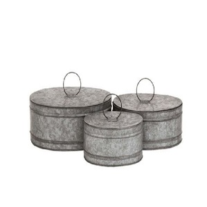 Retro Style Long Round Galvanized <b>Storage</b> <b>Container</b> Durable And Functional Organizer Perfect For <b>Kitchen</b> Home And Daily Uses - Product Image 2