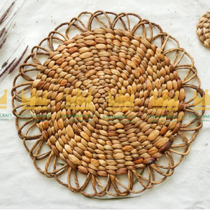 Manteles individuales bohemios de flores naturales hechos a mano redondos para mesa de comedor, manteles individuales de mimbre de jacinto de agua, manteles individuales de paja - Product Image 5