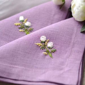 Serviettes en tissu de broderie serviettes de table lavables douces réutilisables pour la Table à manger OEM de dîner de famille de fête de mariage - Product Image 2