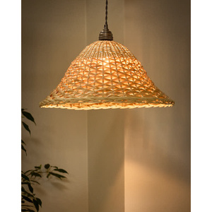 Moderno tradicional costero japonés rústico minimalista asiático LED lámpara de techo pantalla dos tonos ratán Metal fácil ajuste para interior - Product Image 2