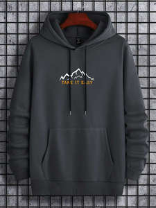 Sweat à capuche d'hiver décontracté à fermeture éclair pour hommes avec cordon de serrage thermique 100% coton lourd qualité de luxe - Product Image 6