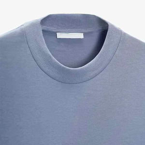 T-shirts oversize sportifs pour hommes, en maille épaisse de qualité supérieure, col rond côtelé, épaules tombantes, sans motif - Product Image 2