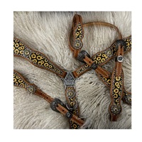 Ensemble de têtière et de collier de poitrail en cuir de vache argentin de designer, léger, équipement de selle de cheval western, personnalisé
