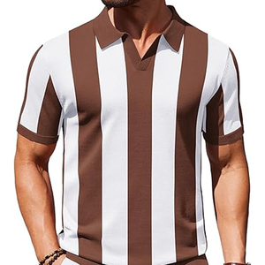 Camisas de Golf informales de alta calidad para hombre, algodón transpirable con cuello en V para Polo, camiseta, diseño bordado, suave, antiarrugas, sólido - Product Image 1