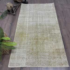 Tapis d'appoint vintage turc 3,3x5,9 pieds, tapis oriental en laine gris et blanc - Product Image 1