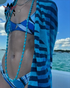 Newest Fashion Custom Print 3 Pieces Bikini <strong>Womens</strong> Swimwear With <strong>Beach</strong> <strong>Shirt</strong> - Product Image 6