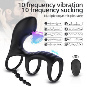 Anillo Vibrador para Pene de Tres Secciones para Hombre GM-327, 10 Funciones de Vibración, Control Remoto Inalámbrico, Carga Magnética, Juguete Sexual Impermeable - Product Image 2