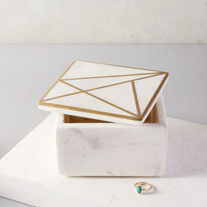 Joyero de mármol sólido, diseño cuadrado de tendencia, reloj de mármol blanco de tamaño mediano hecho a mano y caja de almacenamiento de joyas, cosas de joyería - Product Image 5