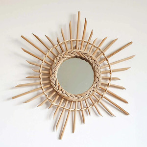 Cadre en rotin effet miroir doré, boucle en osier, pour décoration de la maison - Product Image 6
