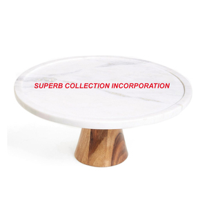 White Marble Top With Wooden <b>Stand</b> <b>Cake</b> <b>Stand</b> Top Selling and High Quality On Hot <b>Sale</b> Made in India - Product Image 2