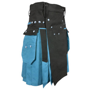 Venta Caliente: Kilt de Mezclilla de Dos Tonos, Estilo Híbrido Moderno y Utilitario para Hombre, Venta al por Mayor de Fábrica 2026 - Product Image 4