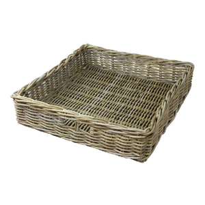 Artículo decorativo para el hogar, bandeja de servicio de mimbre redonda tejida a mano con asas, bandeja de almacenamiento de servicio biodegradable, producto estándar superior - Product Image 4