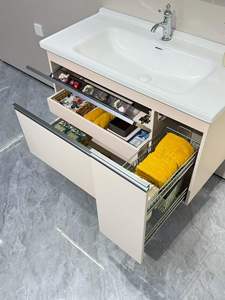 Modern Luxury High Grade <b>Wall</b>-mounted Furniture Bathroom Vanity with Integrated Ceramic Sink and two drawers - Product Image 3
