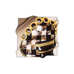 Black Floral Print Square Scarf with Chain Pattern Polyester - Product Image 1
