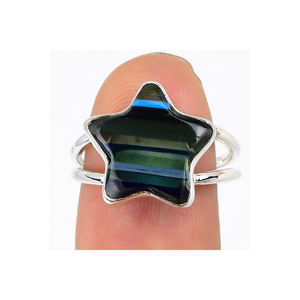 Pierre précieuse brute naturelle Fluorite Texture de haute qualité en gros 925 en argent Sterling bijoux faits à la main bague cadeau pour elle - Product Image 5