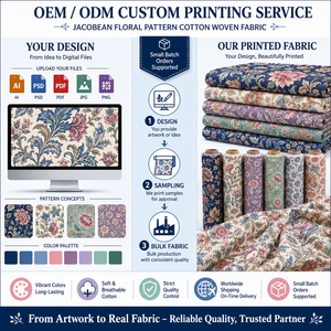 Tessuto Personalizzato con Motivo Floreale Jacobin, Stampa Digitale OEM ODM, Diverse Basi per Abiti, Sciarpe, Borse, Tessili per la Casa, Piccolo MOQ - Product Image 2