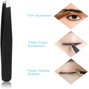 Pinzas DE BELLEZA DE ACERO INOXIDABLE Depilación de cejas y pestañas con punta inclinada - Product Image 5