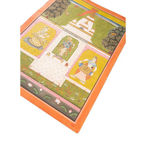 Tapiz de Pared Bohemio de Algodón Rojo Anaranjado con Arte Pichwai, Diseño Escénico Navideño para Dormitorio, con Cuerda para Colgar en Exteriores - Product Image 2