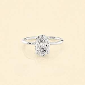 IGI Certified Oval Cut Lab Grown Diamond Engagement <b>Ring</b> 9K White / Rose & Yellow Gold Solitaire Diamond <b>Ring</b> for Women - Product Image 5