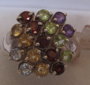 925 Sterling Silver Shah Gems Women's Natural Multi-Gemstone <b>Ring</b> <b>Adjustable</b> Cluster Oval Cut Diamonds for Gift - Product Image 1