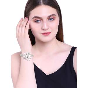 Indian Jewellery Manufacturers Silver Plated <b>Crystal</b> Cuff Bracelet For Women Indian Bridal <b>Jewelry</b>, White - Product Image 2