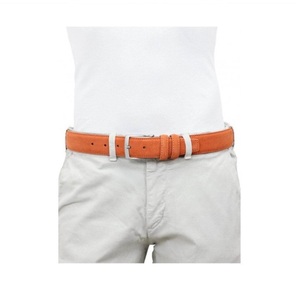 Cintura da uomo fatta a mano italiana di alta qualità con fibbie ad ardiglione in pelle scamosciata arancione 3.5cm/1,37 pollici per il commercio all'ingrosso 6 pezzi in una scatola - Product Image 2