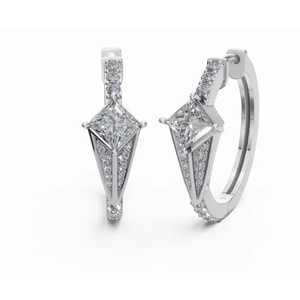 Pendientes de Diamantes de Oro de 9 Quilates de Primera Calidad con Brillo de Nebulosa Galáctica, Corte Princesa y Redondo, Joyería Cultivada en Laboratorio, Proveedor Mayorista B2B para Exportación - Product Image 4