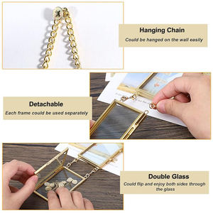 Cadre photo miniature en verre transparent avec bordure en laiton doré, collection vintage, produit très vendu, aspect attrayant, décoration murale - Product Image 5