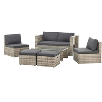 Modern Dış Mekan Yemek Seti PHU LINH PLW-SALOU Temperli 5mm Rattan Masa ve Sandalyeler Karton Ambalaj Vietnam Otel Park Kullanımı