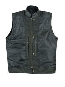 Chaleco de Cuero Personalizado para Hombre con Botones de Cuerno, Prenda Exterior Cortavientos, Producción al por Mayor con Etiqueta Privada OEM - Product Image 5