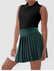 Ensemble de tennis et de golf pour femmes personnalisé, jupe plissée taille haute, couture respirante, polo de couleur, écologique, devant, été, yoga - Product Image 2