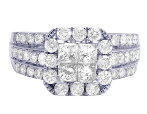 แหวนเพชรเม็ดกลมสำหรับผู้หญิงประดับเพชรเม็ดกลมและเจ้าหญิงเหมาะสำหรับการฉลองครบรอบ - Product Image 2