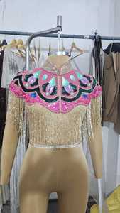 Écusson brodé de perles de strass en tissu personnalisé pour vêtements pour dames, vêtements et accessoires pour la couture à la main - Product Image 5