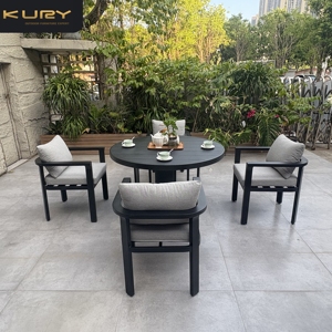 Ensemble de meubles de terrasse <span class=keywords><strong>vintage</strong></span> en aluminium, design élégant, 5 pièces, <span class=keywords><strong>table</strong></span> ronde de <span class=keywords><strong>bistrot</strong></span>, chaises de patio, meubles d'extérieur - Product Image 2