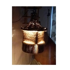 Lámpara Colgante de Mimbre y Hierro Tejida a Mano de la Colección Iqbal, con Bombilla LED E27 y Cuerda, Portavelas de Rama Natural, en Oferta - Product Image 1