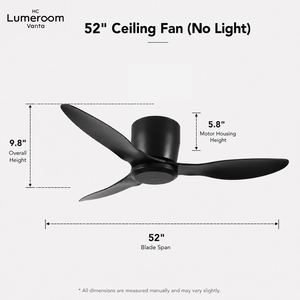 Ventilateur de plafond encastré 52 pouces sans lumière, profil bas, avec télécommande, moteur DC silencieux pour chambre et salon – En stock aux États-Unis - Product Image 3