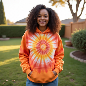 Venta al por mayor Tie Dye Sublimation Hoodie Ladies Casual Loose Fit Hoodie Ladies Drawstring Pullover Tie Dye Graphic Hoodie's - Product Image 6