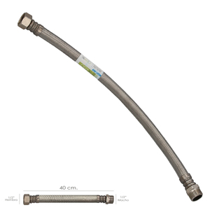Tubo Flessibile Termostatico in Acciaio Inox Maschio 1/2" - Femmina 1/2" Lunghezza 400 mm - Product Image 1