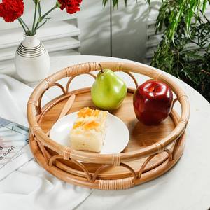 Plateau de service en rotin rond fait à la main avec fond en bambou écologique Produit à forte demande du Vietnam - Product Image 6