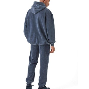 Men's Lightweight Acid Wash Tracksuit Custom Logo Hooded Winter Coat Solid Pattern Full Length Breathable Plus Size - Product Image 2