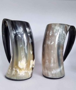 Jarra de cuerno de búfalo de agua Natural de la mejor calidad auténtica, jarra de cerveza tallada vikinga de estilo Animal pulido de F S International - Product Image 1