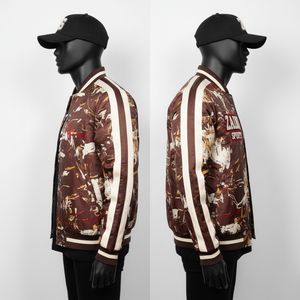 Chaqueta Bomber Satinada de Alta Calidad de 240 GSM, Diseño Artístico Bordado con Águila Dorada Marrón, Logotipo Personalizado Disponible, Chaqueta Satinada para Hombre - Product Image 4