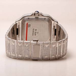 Reloj de pulsera de diamantes completamente helado, reloj de diamantes VVS Moissanite redondo brillante, reloj mecánico automático Hip Hop para hombres - Product Image 4