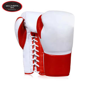 Gants de boxe en cuir à lacets de haute qualité, 12 oz, avec logo personnalisé, blanc et rouge, prix de gros, par ABDULLAH MARTIAL ARTS - Product Image 2