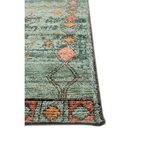 Alfombra de Lana Afgana Anudada a Mano en Verde Tomillo, con Patrón Geométrico, para Sala de Estar, Decoración de Pasillo Juvenil, 9x12 Pulgadas - Product Image 4