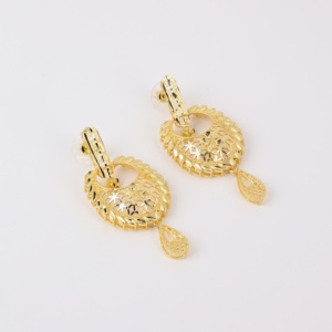Juego de pendientes colgantes de perlas chapadas en oro tradicionales para mujer, temporada de bodas, ocasión especial, Chapado en Oro, Laminado, latón principal - Product Image 2