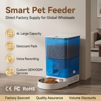 Distributeur automatique portable 4L pour animaux de compagnie avec bol en acier inoxydable, enregistrement vocal et anti-blocage – Vente directe usine en gros